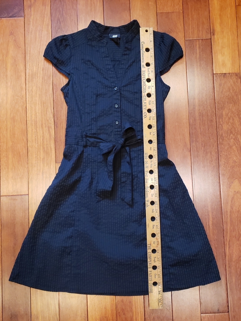 H&M Women's 6 Black on Black Vertical Striped Dress - Picture 7 of 11